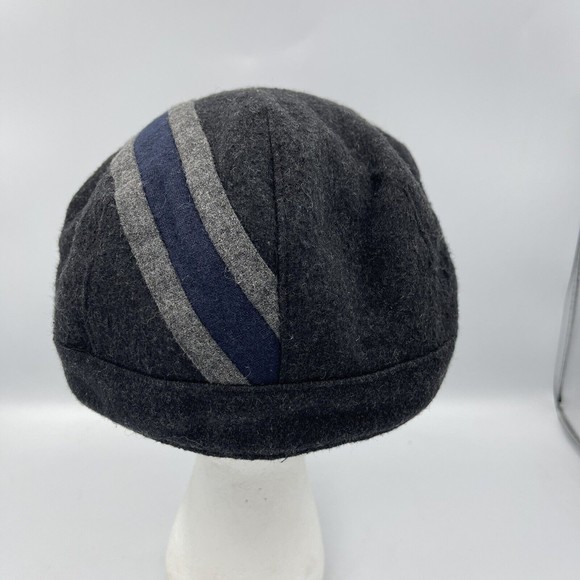 The Harbor Size L / XL Wool Blend Gray Stripe Cabbie Flat Cap Beret - Picture 6 of 15